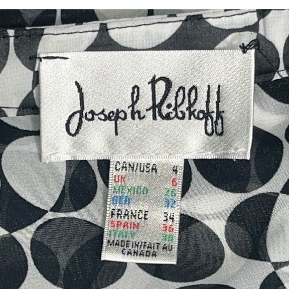 JOSEPH RIBKOFF Black White Polka Dot Print Asymmetric Artsy Tunic Top Size 4 - Picture 6 of 8